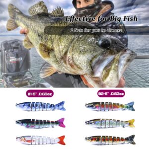 Atibin Lifelike Swimming Fishing Lures Saltwater Slow Sinking Fishing Lure Topwater Trout Bionic Swim Bait Bass Set B1-5",0.63oz