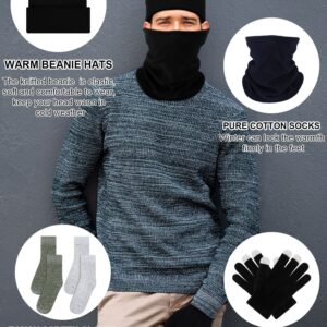 48 Pack Winter Warm Beanie Hat Neck Warmer Set for Men Women Knitted Hat with Winter Touchscreen Gloves Neck Gaiter Warm Sock for Winter Wearing Homeless Care Charity Donation Multicolor