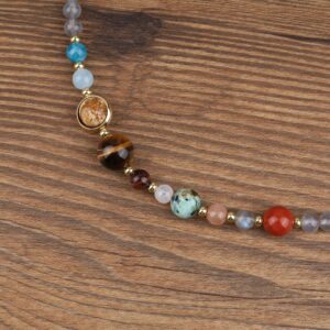 COAI Womens Labradorite Stone Beaded Solar System Necklace