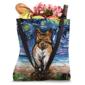 Corgi Butt on the Beach Starry Night Dog Art by Aja Tote Bag