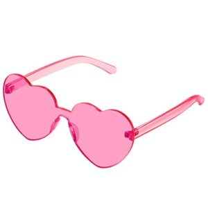 JASPIN Heart Sunglasses for Women Rimless Transparent Heart Shaped Sunglasses Colorful Eyewear for Fashion Party Girls Halloween Costume