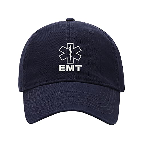 L8502-LXYB Baseball Cap Men EMT-911 Embroidered Washed Cotton Dad Hat Unisex Baseball Caps (Navy,7 5/8)