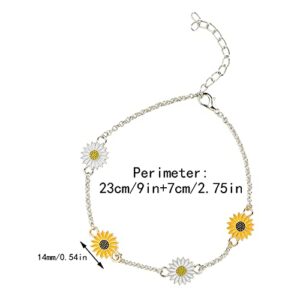 Alloy Sunflower Anklet European and Creative Simple Two Color Daisy Anklet Anklet Female Personalized (White, One Size)