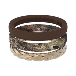 groove life mossy oak stackable breakup country silicone ring - breathable rubber wedding rings for women, lifetime coverage, unique design, comfort fit ring - size 9