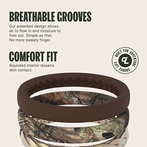 Groove Life Mossy Oak Stackable Breakup Country Silicone Ring - Breathable Rubber Wedding Rings for Women, Lifetime Coverage, Unique Design, Comfort Fit Ring - Size 9