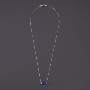 COAI 925 Sterling Silver Chain Lapis Lazuli Blue Stone Necklace for Women