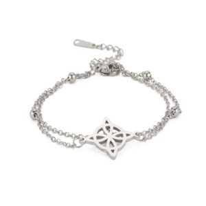 likgreat witches knot bracelet celtic knot wiccan bracelet for women wiccan symbol charm vintage geometry jewelry (beaded chain, silver)