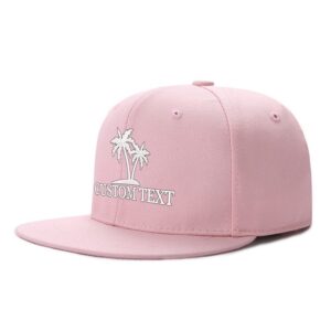 coconut tree custom snapback embroidered hat gift for men women girls adjustable fashion outdoor pink