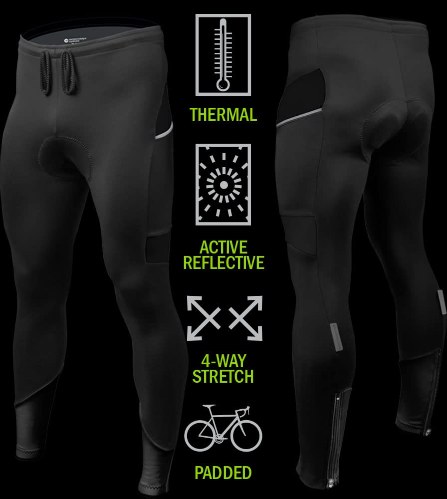 AERO|TECH|DESIGNS | Men's All Day Padded Cycling Tights | Black Accents | X-Large