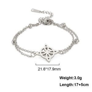 LIKGREAT Witches Knot Bracelet Celtic Knot Wiccan Bracelet For Women Wiccan Symbol Charm Vintage Geometry Jewelry (beaded chain, silver)