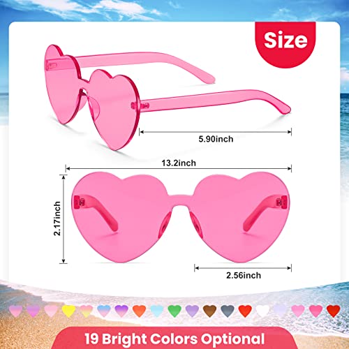 JASPIN Heart Sunglasses for Women Rimless Transparent Heart Shaped Sunglasses Colorful Eyewear for Fashion Party Girls Halloween Costume