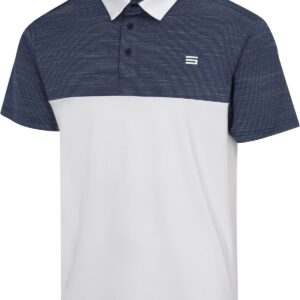 Three Sixty Six Quick Dry Golf Shirts for Men - Moisture Wicking Short-Sleeve Casual Polo Shirt Nautical Navy