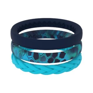 Groove Life Kryptek Stackable Pontus Silicone Ring - Breathable Rubber Wedding Rings for Women, Lifetime Coverage, Unique Design, Comfort Fit Ring - Size 8