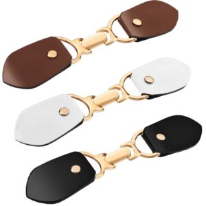 3 Pcs Cardigan Clip Holder Buckle Clasp Pin PU Leather Sweater Dress Closure Clips for Poncho Cape Wrap Shawl Accessories