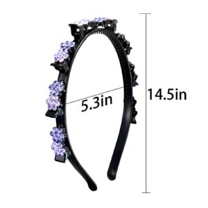 GeoGeoDIY 5 Pieces Flower Crystal Hair Band for Women Hairpin Headbands Double Layer Twist Plait Headband with Clips Hollow Woven Headband Hair Accessories for Women Girls