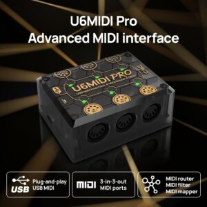 CME U6MIDI Pro - MIDI Interface with Router, Mapper, and Filter - Plug-and-play USB MIDI for computers - Standalone 3-in-3-out MIDI for Merge, Split, Thru