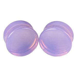 pair of lavender opalite stone double flare plugs (stn-725) (5/8" (16mm))