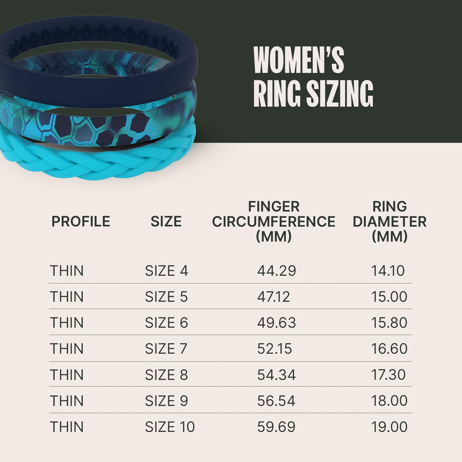 Groove Life Kryptek Stackable Pontus Silicone Ring - Breathable Rubber Wedding Rings for Women, Lifetime Coverage, Unique Design, Comfort Fit Ring - Size 8