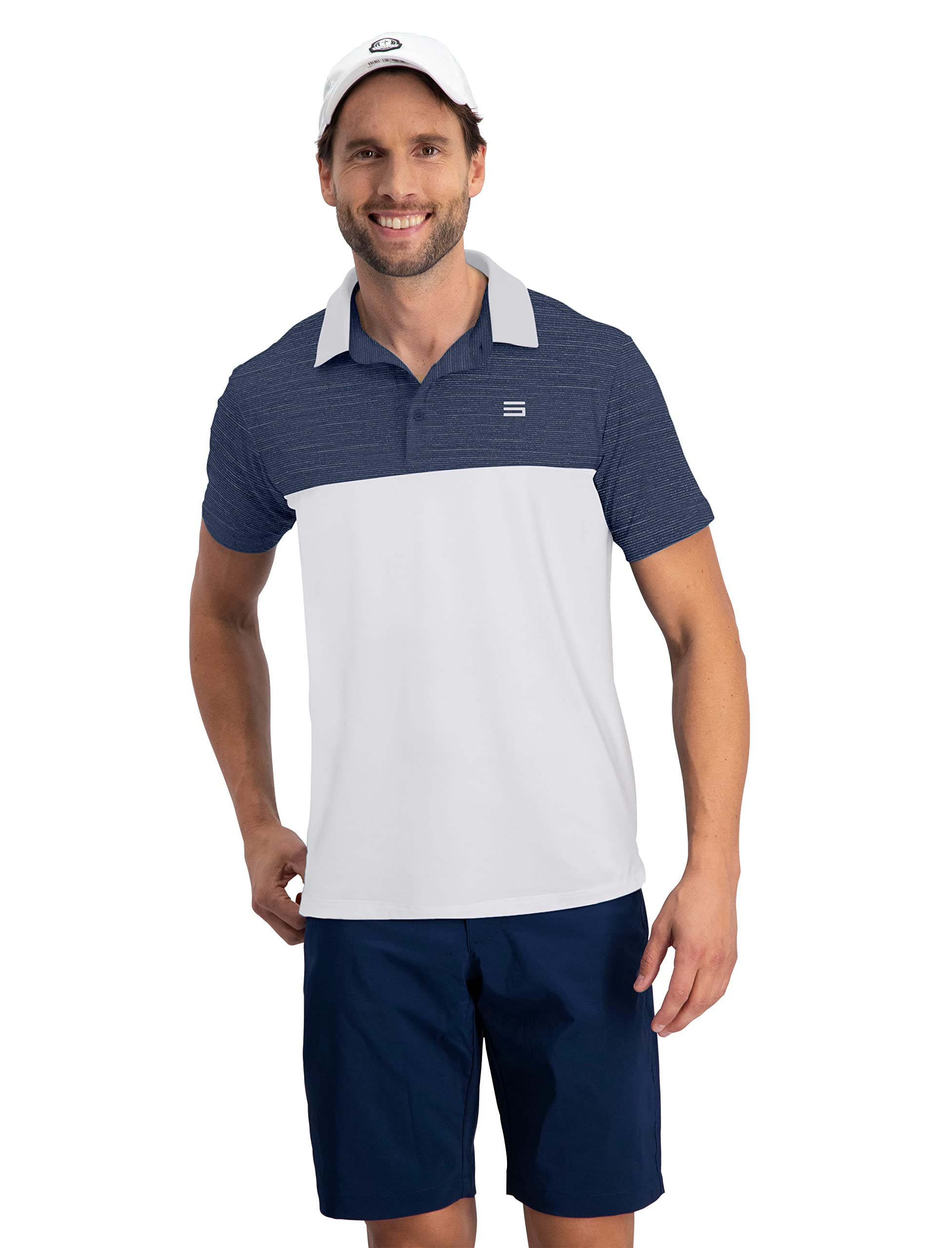 Three Sixty Six Quick Dry Golf Shirts for Men - Moisture Wicking Short-Sleeve Casual Polo Shirt Nautical Navy