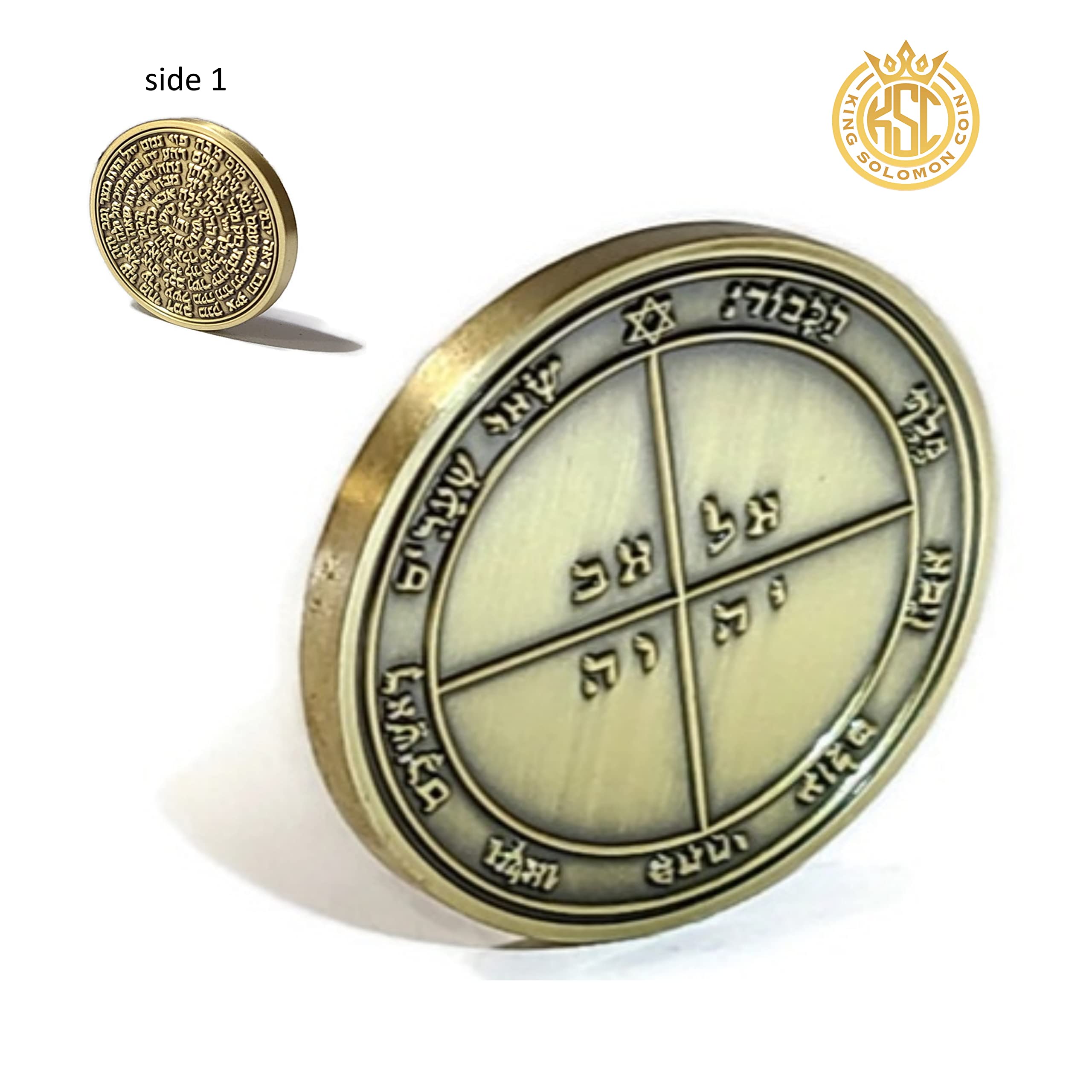 Fifth Pentacle of Mercury + 72 names of God + 1FitAll King Solomon Coin bezel kabbalah seal talisman Necklace