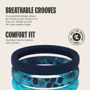 Groove Life Kryptek Stackable Pontus Silicone Ring - Breathable Rubber Wedding Rings for Women, Lifetime Coverage, Unique Design, Comfort Fit Ring - Size 8