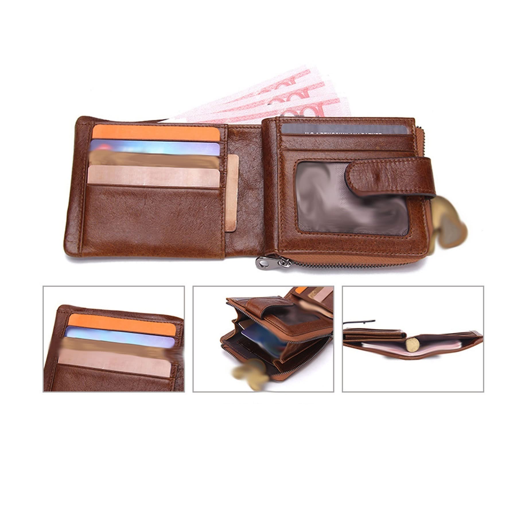 SPYBY Genuine Leather Money Clips Wallets Business Card Cases Men's Money Organizers (Color : Brown)