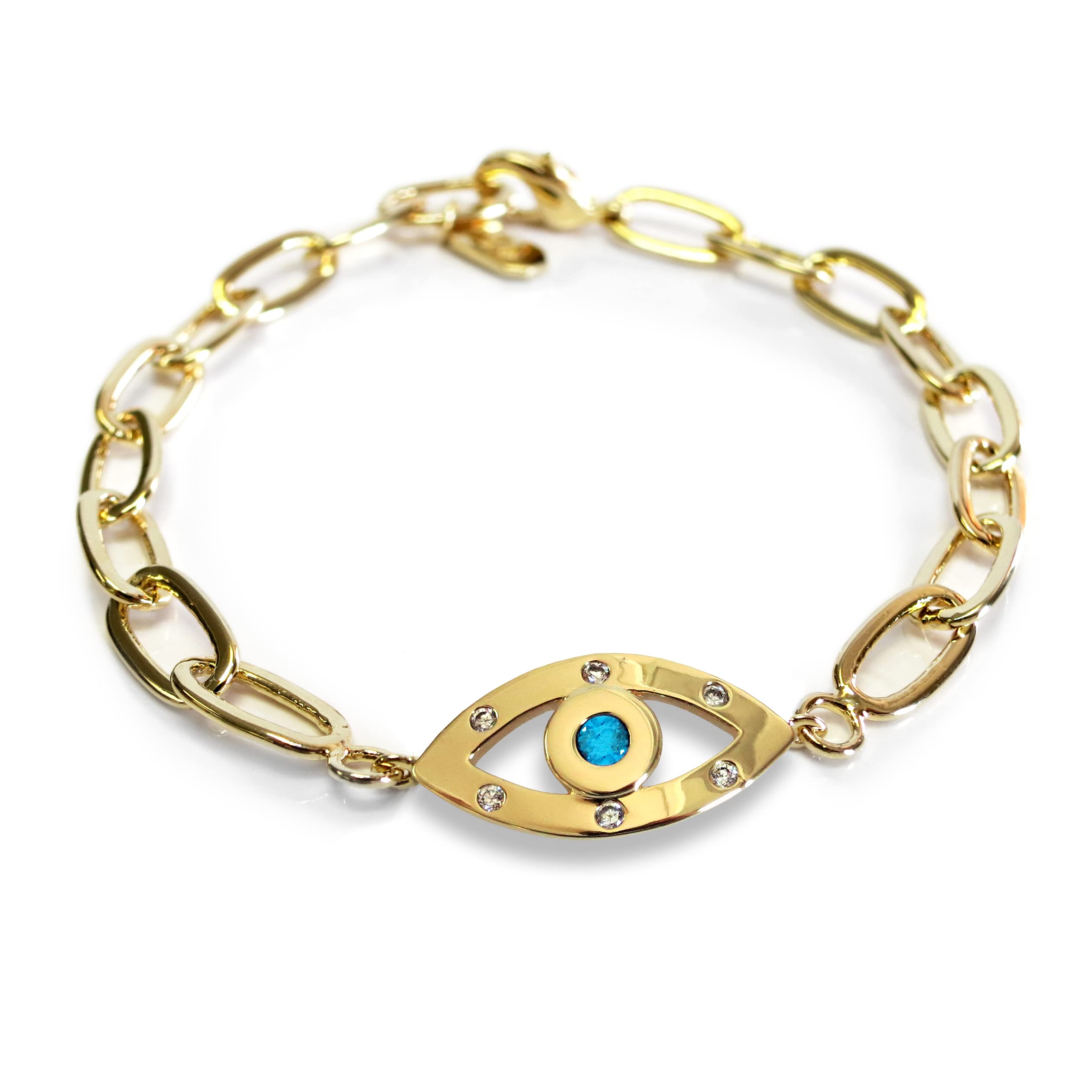 Evil Eye Chain Bracelets for Women 18k Gold plated or Silver Plated, CZ, Jewelry Gift for Her (CZ Evil Eye - Gold)