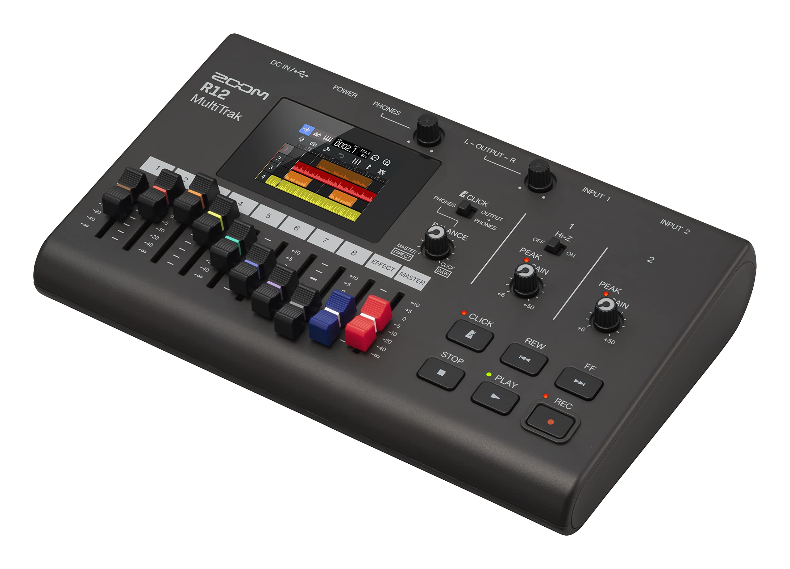 Zoom R12 Multi Track Portable Recorder, with Touchscreen, Onboard Editing, 8 Tracks, 2 Combo Inputs, Effects, Synth, Drum Loops, Battery Powered, and USB Audio Interface