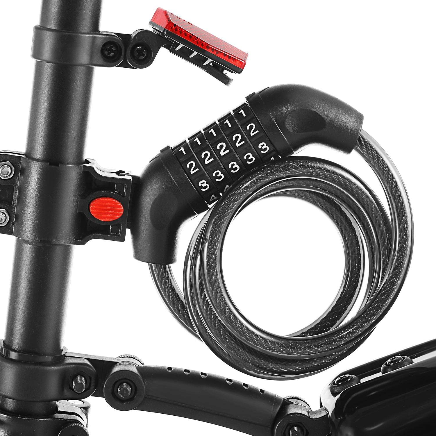 VIVI Bike Lock, High Security 5 Digit Resettable Combination Coiling Bicycle Lock, Anti Theft Combination Bike Lock 4 Feet Long with Mounting Bracket Coiled Locks Cable (Black)