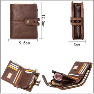 SPYBY Genuine Leather Business Card Cases Men's Money Organizers Money Clips Wallets RFID Blocking (Color : Brown)