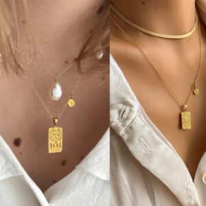 Aries Necklace for Women Zodiac Necklace Tarot Card Necklace Stainless Steel Gold Necklace Constellation Necklace Zodiac Sign Necklaces Dainty Trendy Jewelry Gift