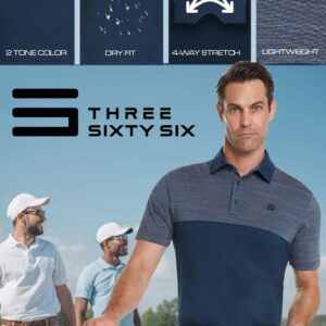 Three Sixty Six Quick Dry Golf Shirts for Men - Moisture Wicking Short-Sleeve Casual Polo Shirt Nautical Navy