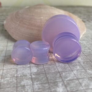 Pair of Lavender Opalite Stone Double Flare Plugs (STN-725) (5/8" (16mm))