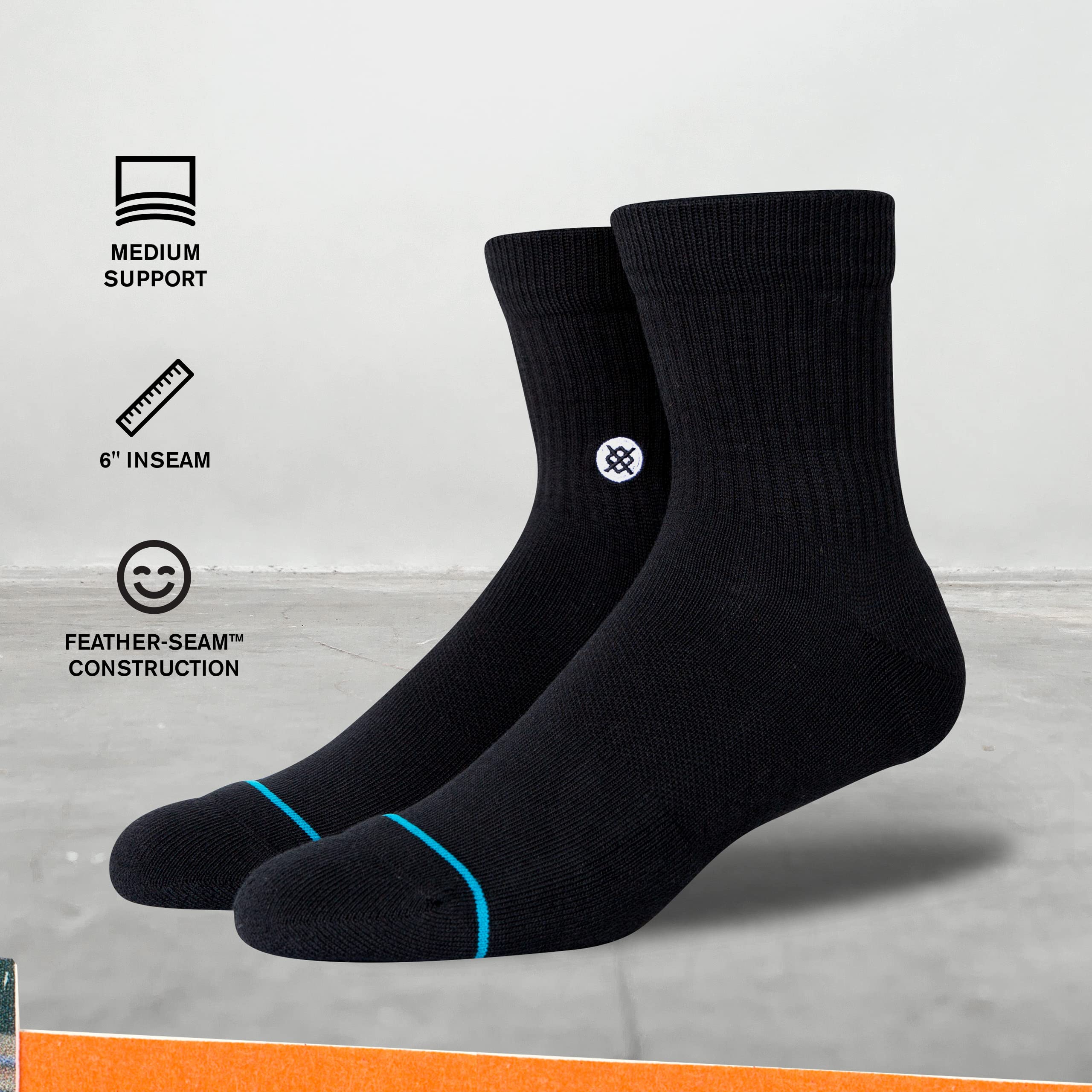 Stance Icon Quarter Socks (Large, Orange)