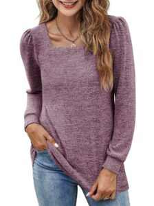 bzb business casual tops for women oversized cute sweatshirts square neck fall shirts purple xl