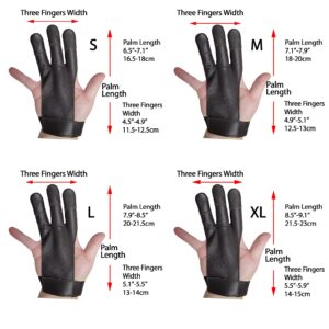 SAS Leather Traditional 3 Finger Archery Shooting Gloves for Recurve or Compound Bow - Hunting Target Protective Finger Tab Three Finger Guard for Adults, Men Women and Youth (Black, Medium)