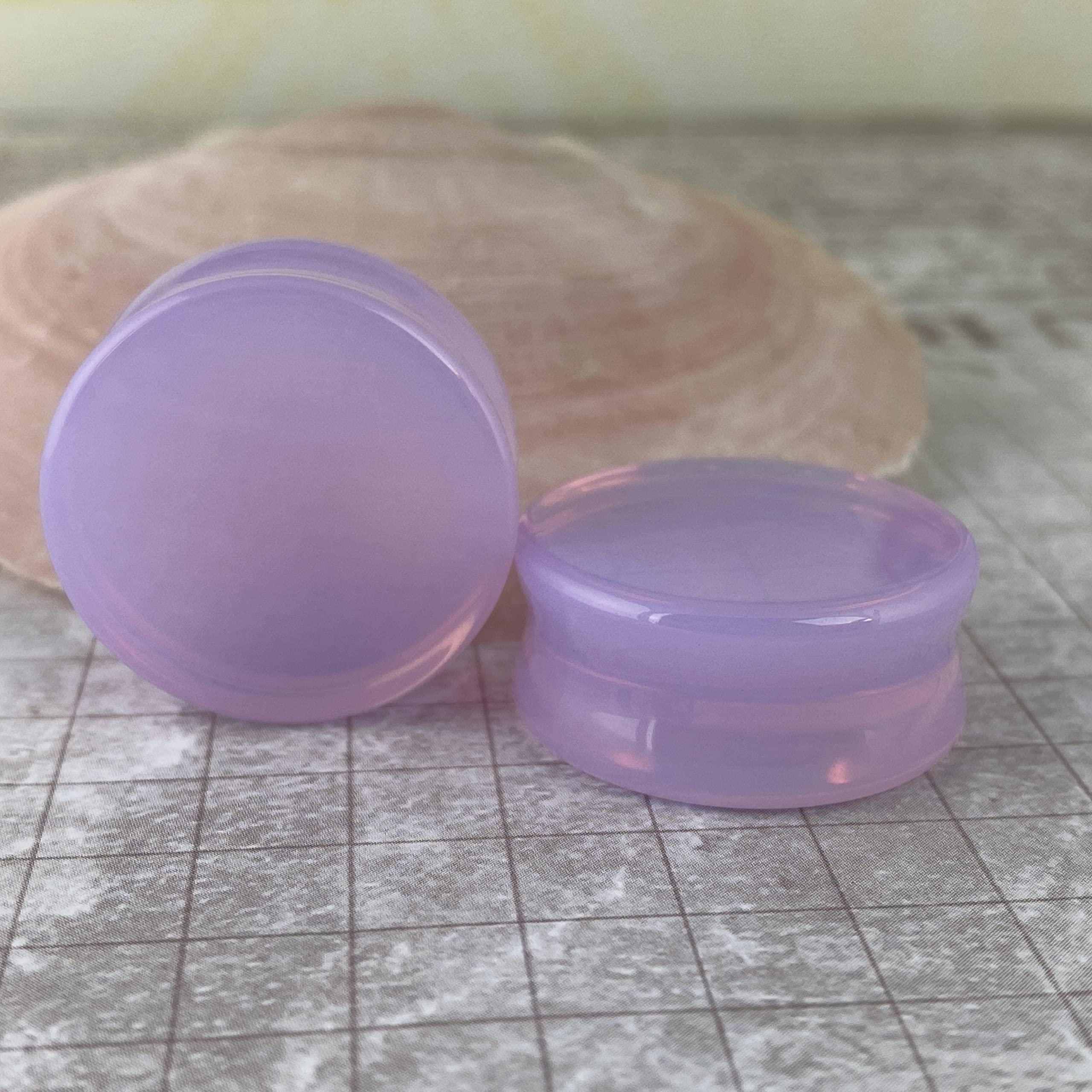 Pair of Lavender Opalite Stone Double Flare Plugs (STN-725) (5/8" (16mm))