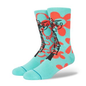 stance surf check by russ crew socks (large, blue)