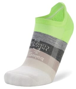 balega recycled hidden comfort performance no show athletic running socks for men and women (1 pair), mellow lime/all terrain - large (1 pair)