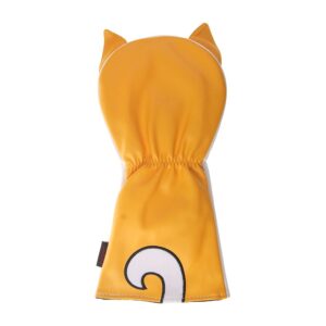 COOLSKY Golf Head Cover Cute Akita Dog Animal Cartoon Pattern for Driver Synthetic Leather PU Headcovers Yellow