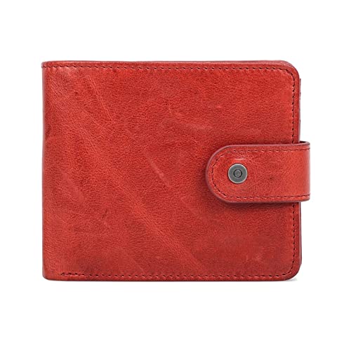 SPYBY Genuine Leather Business Card Cases Men's Money Organizers Money Clips Wallets RFID Blocking 4.7×3.9×1.2 Inch (Color : Red)