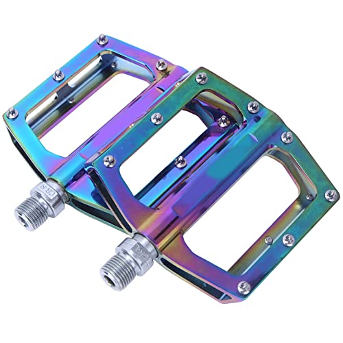 EVTSCAN 1 Pair Colorful Bicycle Pedals, Aluminum Alloy Universal Bike Pedals Replacement Compatible with Most MTB and Road Bicycle