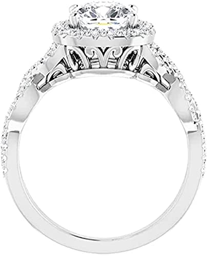 Moissanite World Twisted Infinity Moissanite Ring, Cushion 2.0CT, Moissanite Engagement Ring/Moissanite Wedding Ring/Moissanite Bridal Ring Set, 925 Sterling Silver (7)