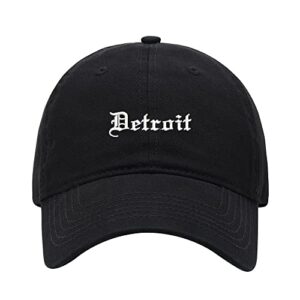 L8502-LXYB Baseball Cap Men Detroit City Embroidered Washed Cotton Dad Hat Unisex Baseball Caps (Black,7 5/8)