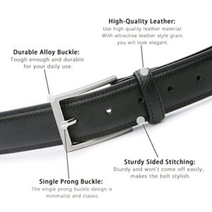 LCG LUCHENGYI Mens Genuine Leather Dress Belt Classic Casual Belt with Single Prong Buckle for Jeans Pants Work and Business