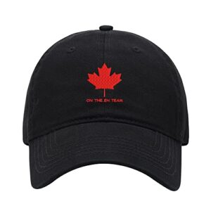 Baseball Cap Men Canada On The Eh Embroidered Washed Cotton Dad Hat Unisex Baseball Caps (Black,7 5/8)