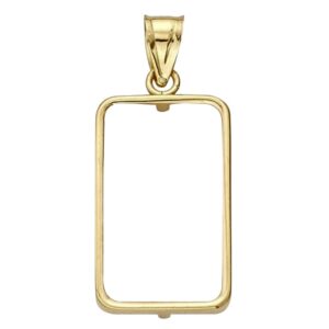 Roy Rose Jewelry 14K Gold Tab Back Frame Pendant For Swiss Pamp Suisse Credit Bar Frame Mounting Bezel - 10 gram