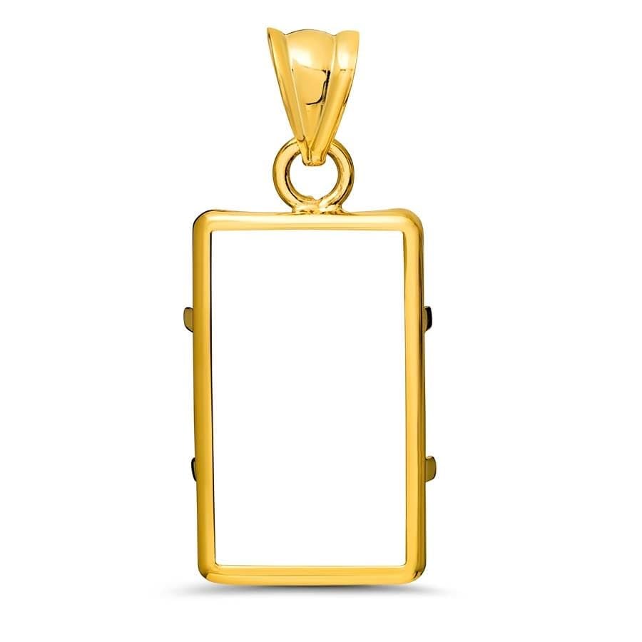 Roy Rose Jewelry 14K Gold Tab Back Frame Pendant For Swiss Pamp Suisse Credit Bar Frame Mounting Bezel - 10 gram