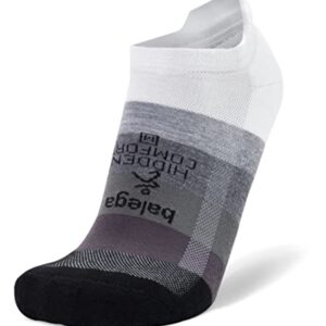 Balega Recycled Hidden Comfort Performance No Show Athletic Running Socks for Men and Women (1 Pair), White/Asphalt - X-Large (1 Pair)