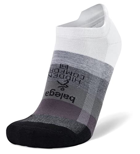 Balega Recycled Hidden Comfort Performance No Show Athletic Running Socks for Men and Women (1 Pair), White/Asphalt - X-Large (1 Pair)